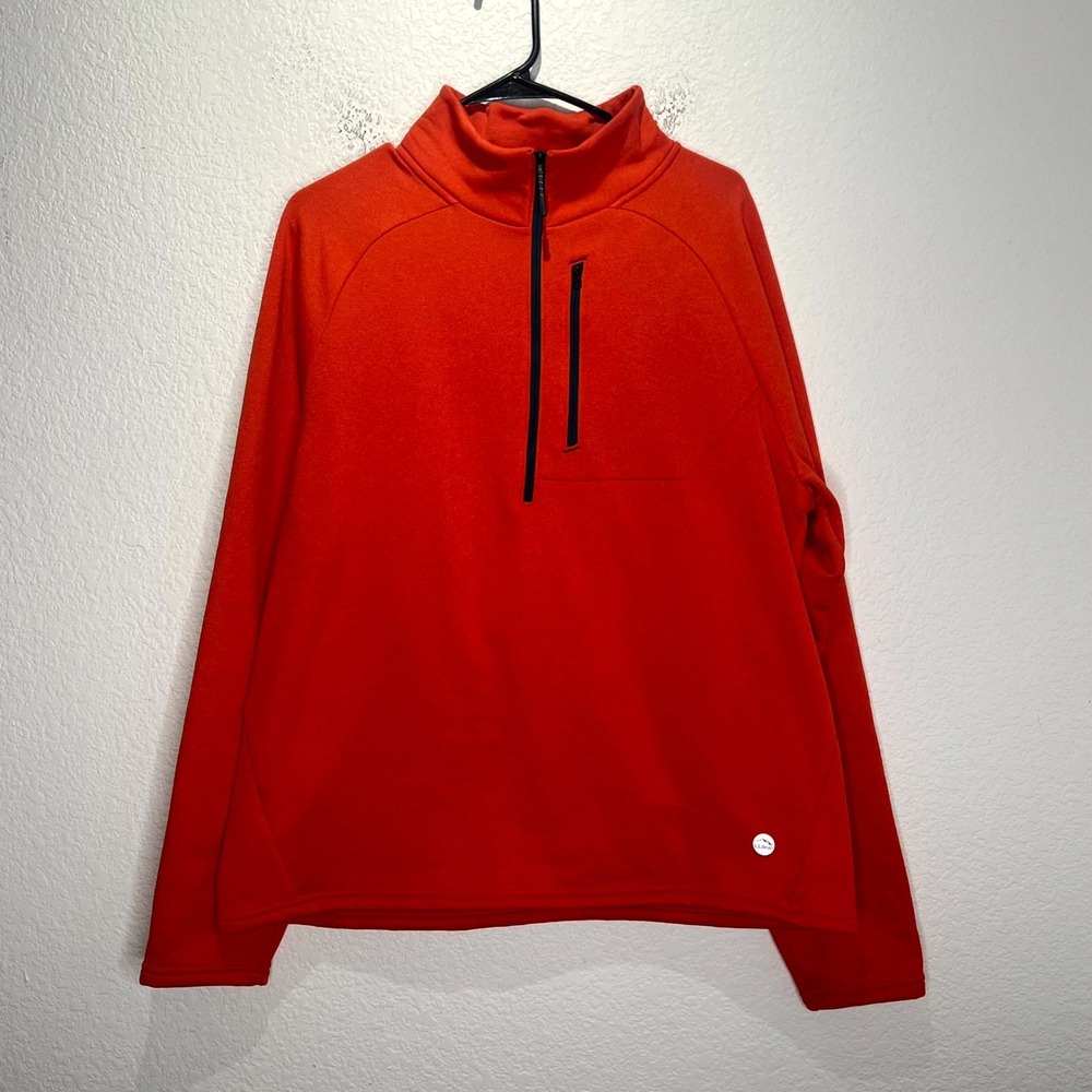 L.L. Bean Slightly Fitted Mountain Fleece Sweatshirt Mens L Orange Raglan Sleeve